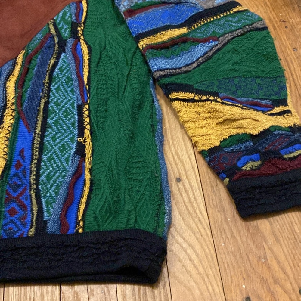 Rare Vintage Coogi 3D Textured Knit Sweater with Suede Detail - Picture 6 of 16